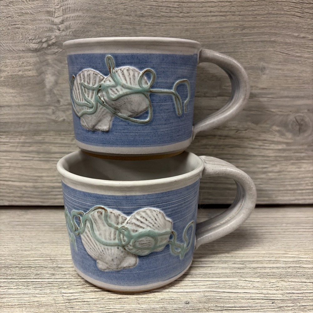 Mikael Carstanjen Sea Shell Pottery Mugs, Set Of 2 (E2) - Picture 2 of 9